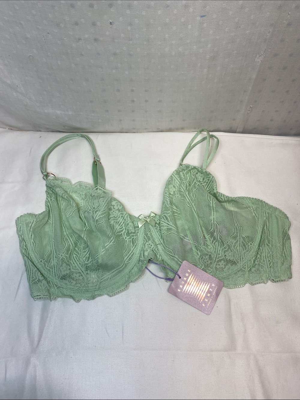 Savage X‎ Fenty Lace Underwire Bra in Green Size 46DDD